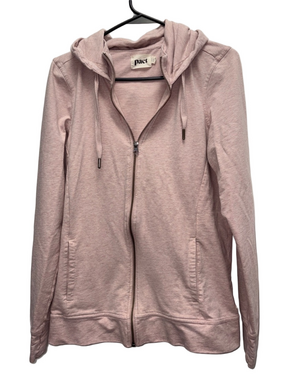 Pact Zip Up Hooded Sweatshirt Size Large Lightweight Jacket Pink